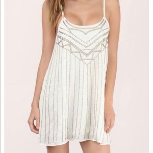 Tobi Cream Beaded Shift Dress